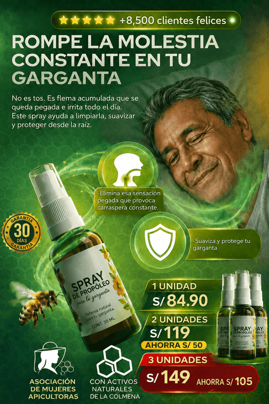 Spray de Propóleo y Miel de Caseteja-Elimina la carraspera y la flema